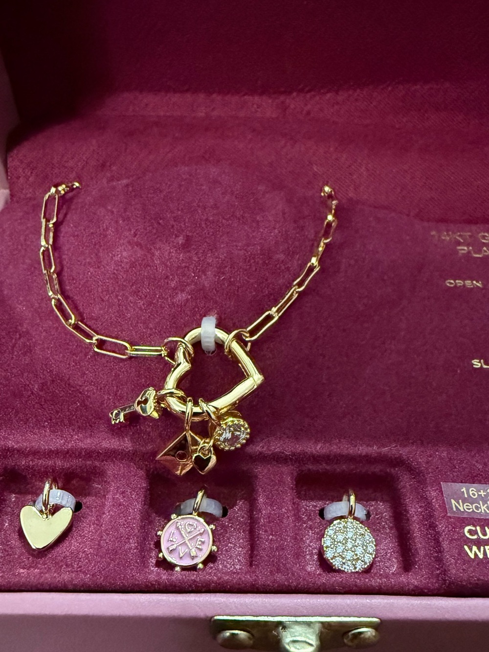 Charm Bar 14KT Gold Plated Necklace Set-New - Picture 2 of 3
